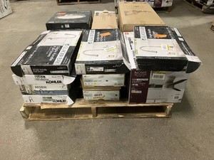 Massive Pallet of Brand Name Misc Faucets, Showers, Fixtures, Towel Bars, Bathroom Fans, Ceiling Fans, Lights, and More Parts Only (Lot Great for eBay Sellers) (Internal lot #9)