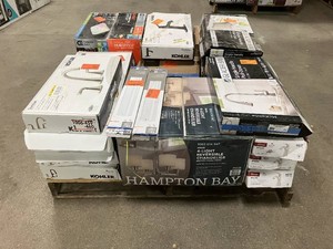 Massive Pallet of Brand Name Misc Faucets, Showers, Fixtures, Towel Bars, Bathroom Fans, Ceiling Fans, Lights, and More Parts Only (Lot Great for eBay Sellers) (Internal lot #11)