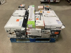 Massive Pallet of Brand Name Misc Faucets, Showers, Fixtures, Towel Bars, Bathroom Fans, Ceiling Fans, Lights, and More Parts Only (Lot Great for eBay Sellers) (Internal lot #13)
