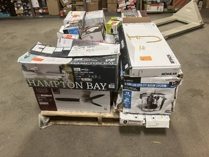 Massive Pallet of Brand Name Misc Faucets, Showers, Fixtures, Towel Bars, Bathroom Fans, Ceiling Fans, Lights, and More Parts Only (Lot Great for eBay Sellers) (Internal lot #21)