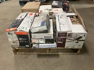 Massive Pallet of Brand Name Misc Faucets, Showers, Fixtures, Towel Bars, Bathroom Fans, Ceiling Fans, Lights, and More Parts Only (Lot Great for eBay Sellers) (Internal lot #23)