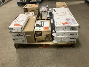 Massive Pallet of Brand Name Misc Faucets, Showers, Fixtures, Towel Bars, Bathroom Fans, Ceiling Fans, Lights, and More Parts Only (Lot Great for eBay Sellers) (Internal lot #27)