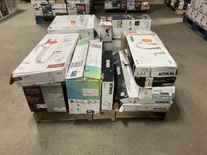 Massive Pallet of Brand Name Misc Faucets, Showers, Fixtures, Towel Bars, Bathroom Fans, Ceiling Fans, Lights, and More Parts Only (Lot Great for eBay Sellers) (Internal lot #28)