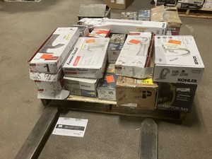 Massive Pallet of Brand Name Misc Faucets, Showers, Fixtures, Towel Bars, Bathroom Fans, Ceiling Fans, Lights, and More Parts Only (Lot Great for eBay Sellers) (Internal lot #38)