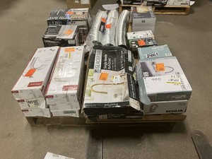 Massive Pallet of Brand Name Misc Faucets, Showers, Fixtures, Towel Bars, Bathroom Fans, Ceiling Fans, Lights, and More Parts Only (Lot Great for eBay Sellers) (Internal lot #39)