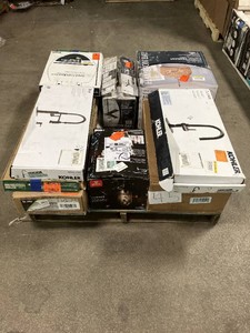 Massive Pallet of Brand Name Misc Faucets, Showers, Fixtures, Towel Bars, Bathroom Fans, Ceiling Fans, Lights, and More Parts Only (Lot Great for eBay Sellers) (Internal lot #45)