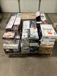 Massive Pallet of Brand Name Misc Faucets, Showers, Fixtures, Towel Bars, Bathroom Fans, Ceiling Fans, Lights, and More Parts Only (Lot Great for eBay Sellers) (Internal lot #46)