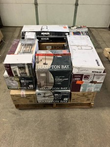 Massive Pallet of Brand Name Misc Faucets, Showers, Fixtures, Towel Bars, Bathroom Fans, Ceiling Fans, Lights, and More Parts Only (Lot Great for eBay Sellers) (Internal lot #48)