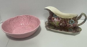 Pink California Pottery Bowl and J. Kent LTD Great Britian Gravy Boat