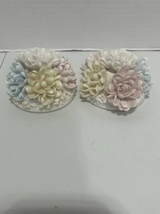 Pair of Vintage Ardalt Lenwile Porcelain Candle Holders Japan