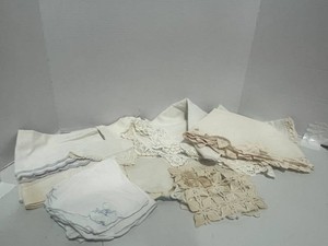 Lot of Linens Embroidered Napkins, Hankies, Table Cloths