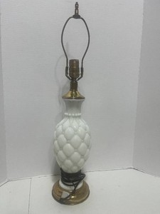 Vintage Quilted Diamond Milk Glass Lamp