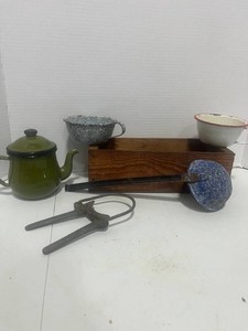 Lot of Enamelware and Stockland Jar Sealer