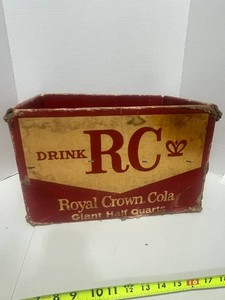 Vintage Heavy Duty Cardboard and Metal Giant Half Quarts Royal Crown Cola Box