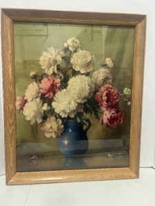 Vintage Framed Print Peonies