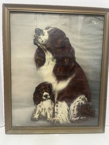 Vintage Framed Print Springer Spaniel and her Pup by Kopland