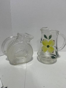Federal Glass Big Ben Small Pitcher and Hand Painted Pitcher