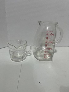 Vintage Glasco Pot Belly Measuring Pitcher and Hazel Atlas Measuring Cup