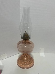 Vintage Pink Depression Oil Lamp
