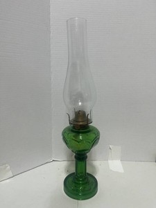 Antique Riverside Clincher Empress Pattern Green Oil Lamp