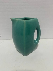 Art Deco Square Syrup Pitcher Turquoise Blue