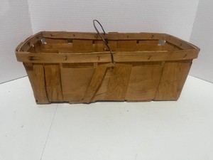 Cute MCM Walnut Woven Wooden Basket with Handle