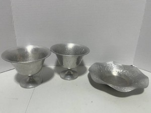 Vintage Everlast Aluminum Serving Bowl and Two Aluminum Pedestal Bowls