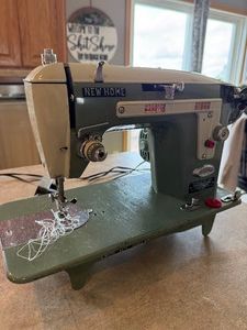 Vintage New Home “Double Duty” Janome Sewing Machine – Made in Japan – Foot Pedal – Mid-Century Green