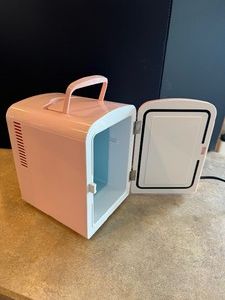 Frigidaire Retro Pink 4L Mini Portable Cooler Refrigerator w Bluetooth Speaker  AC & 12V
