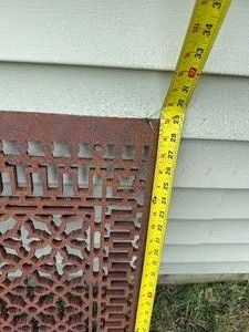 Pair of Antique Cast Iron Ornate Floor Heat Registers  Grates  Victorian Architectural Salvage