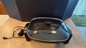 Elite Platinum 16 Electric Skillet w Glass Lid  Maxi-Matic Marble-Look Nonstick  Tested