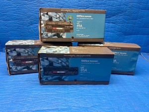Lot of 4 Office Depot Remanufactured Black Laser Toner Cartridges (3x HP 49A  1x HP 85A)