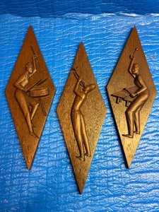 Vintage Burwood Jazz Trio Musician Wall Plaques  3-Piece Mid-Century Se