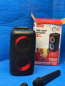 Be the star  you are  GDHENGYIN RGB Bluetooth Karaoke Speaker with 2 Microphones  HY-3317