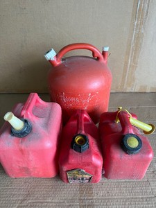 Four Assorted Plastic Gas & Fuel Cans with Caps and Spouts