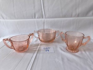 VINTAGE Pink Depression glass pieces- Lot of 3