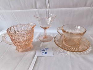 Pink Depression Glass Pieces - Lot of 3