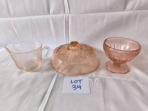 VINTAGE Pink Depression Glass Pieces - Lot of 3