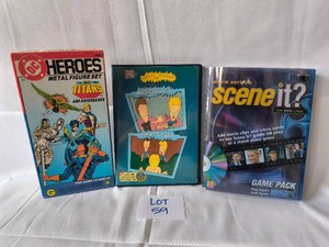 VINTAGE Beavis & Butthead on DVD, Scene it DVD game and DC Heroes Metal Figure Set