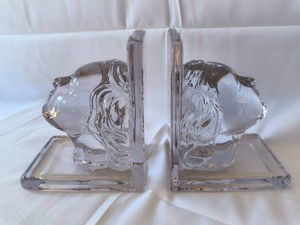 VINTAGE Clear Glass Head Bookends