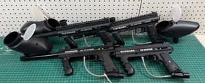 4 - Tippmann 98 Custom Paintball Guns with 3 Hoppers
