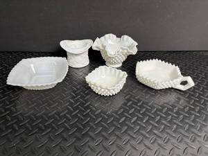 Milk Glass Hobnail Decorative Pieces (5 Pieces)