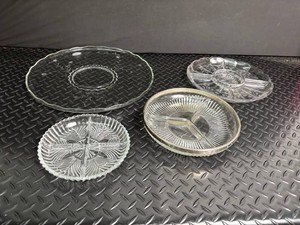 Clear Glass Divided Serving Dishes (Lot of 4)