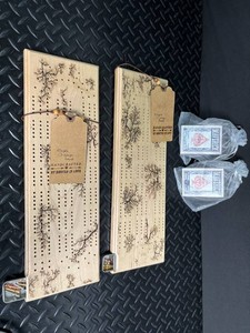 Handcrafted Maple Cribbage Boards & Maverick Playing Cards Mixed Lot