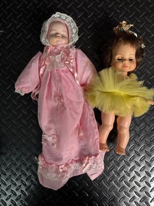 Two Baby Dolls in Pink Gown & Yellow Tutu