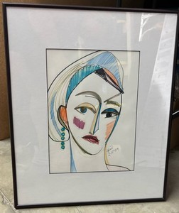 Signed Paul 21209 Framed Abstract Portrait Artwork