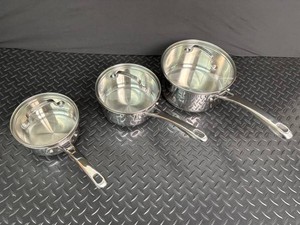 Cuisinart Stainless Steel Saucepan Set With Glass Lids (Lot of 3)