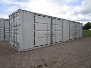 40 Single Trip High Cube Multi Door Shipping Container Light Grey Color (2) 13 Side Doors