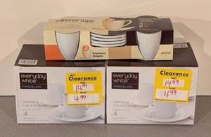 BG - Espresso Cup and Saucer Sets Everyday White & Coffee Bar (Lot of 3)