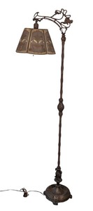 BG - Vintage Bridge Floor Lamp With Floral Shade